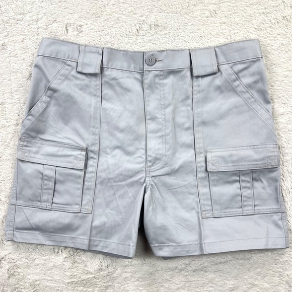 Weekender Cargo Shorts Men's 40 Gray Cotton‎ Poly Pockets 5" Elastic Hiking - Picture 1 of 7